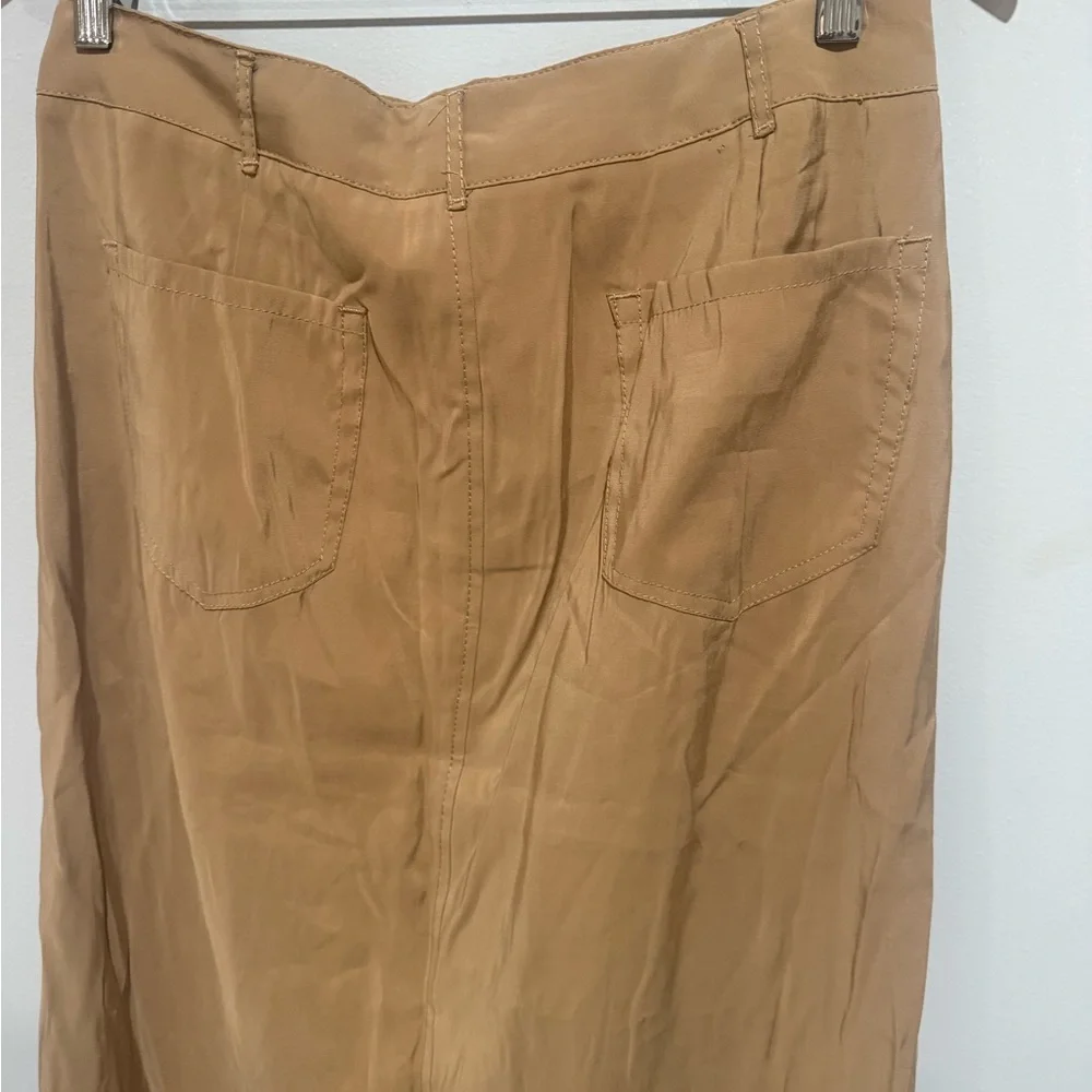 Max Studio Tan Pleated Maxi Skirt for Casual Wear
